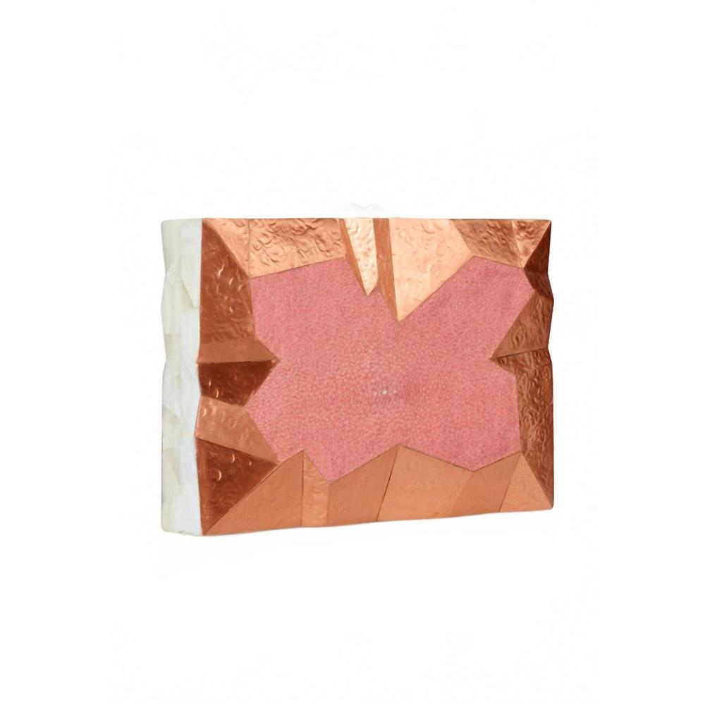NEW EMM KUO women's abrolhos clutch bag in rose gold brass